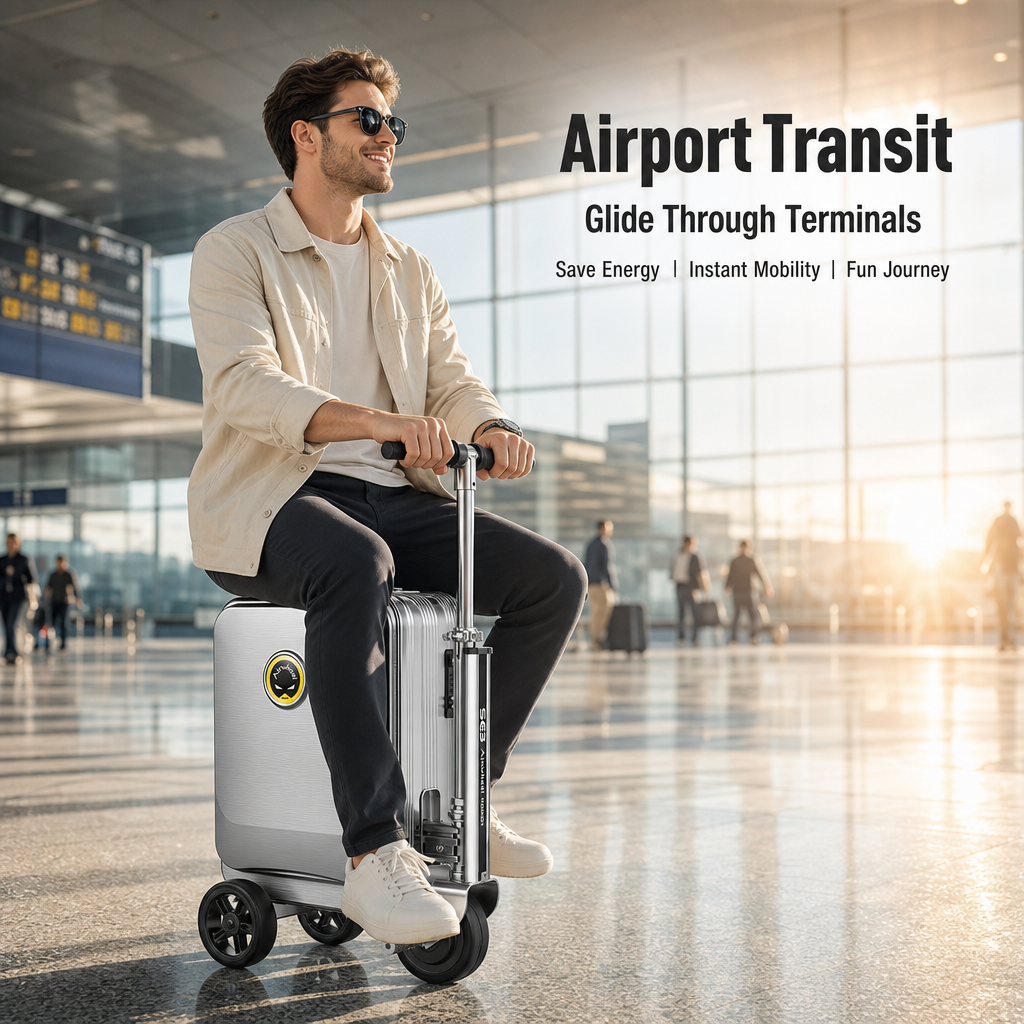 Ride-On Scooter Luggage | Foldable Carry-On Suitcase with TSA Lock & Silent Wheels