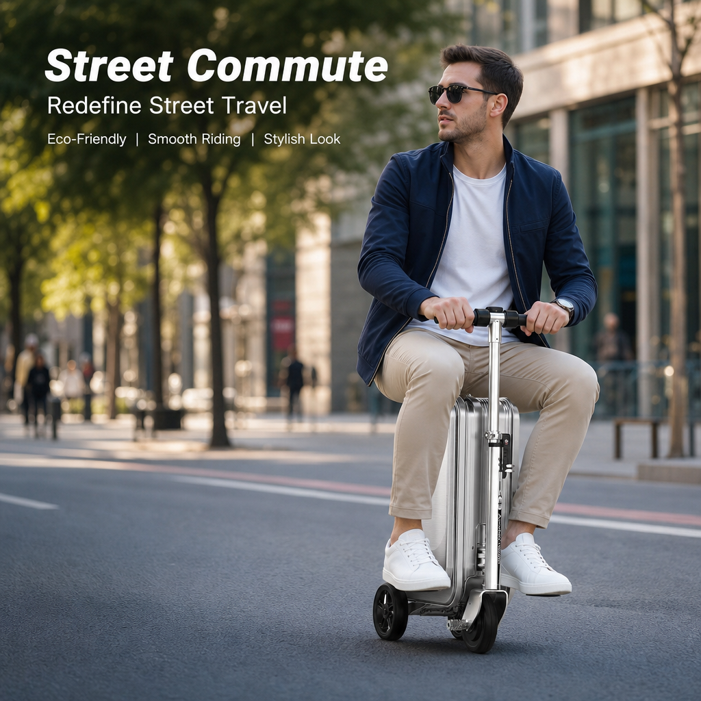 Ride-On Scooter Luggage | Foldable Carry-On Suitcase with TSA Lock & Silent Wheels