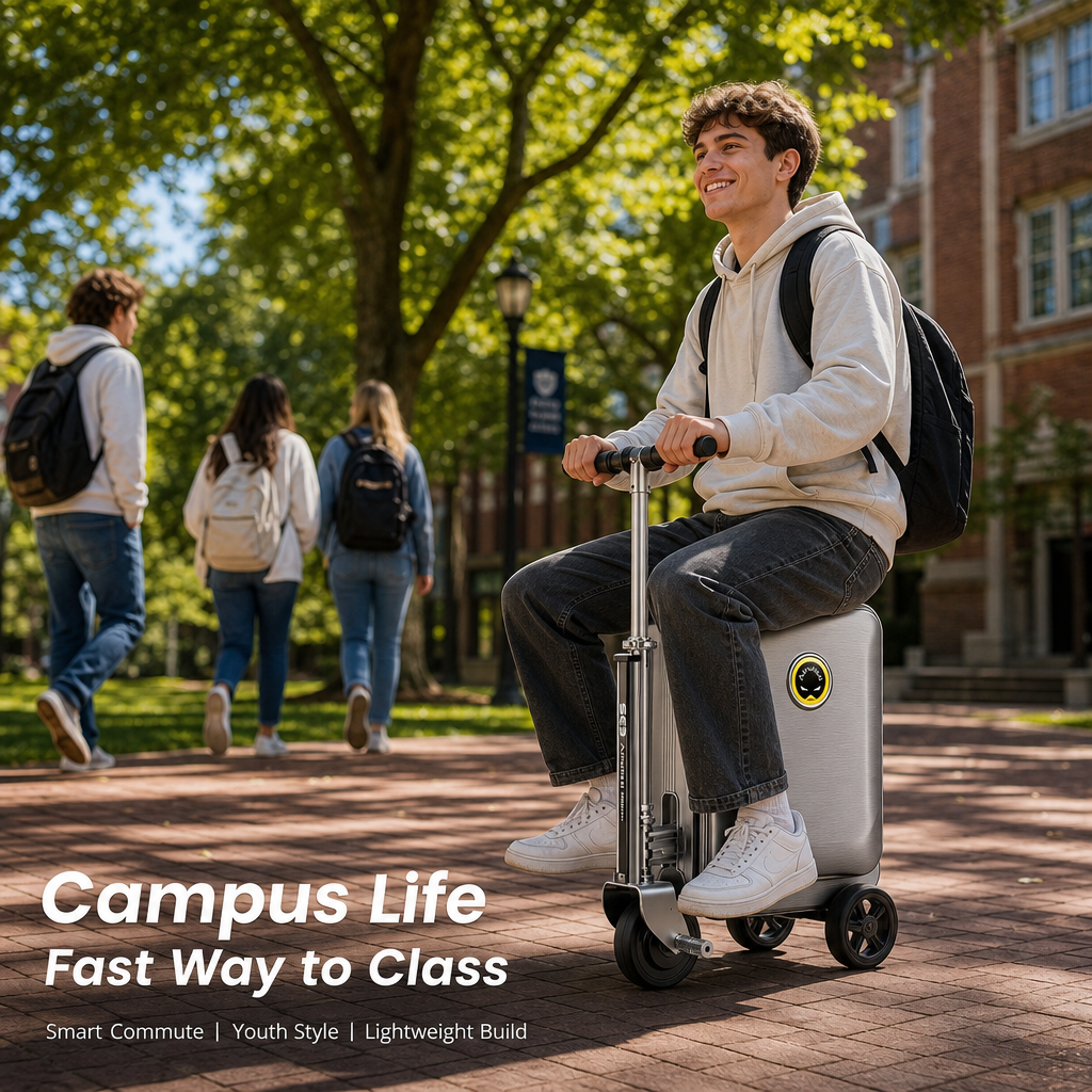 Ride-On Scooter Luggage | Foldable Carry-On Suitcase with TSA Lock & Silent Wheels
