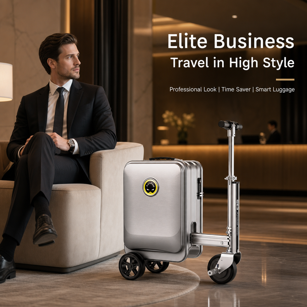 Ride-On Scooter Luggage | Foldable Carry-On Suitcase with TSA Lock & Silent Wheels