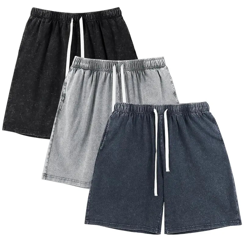 Men’s Washed Cotton Workout Shorts with Pockets
