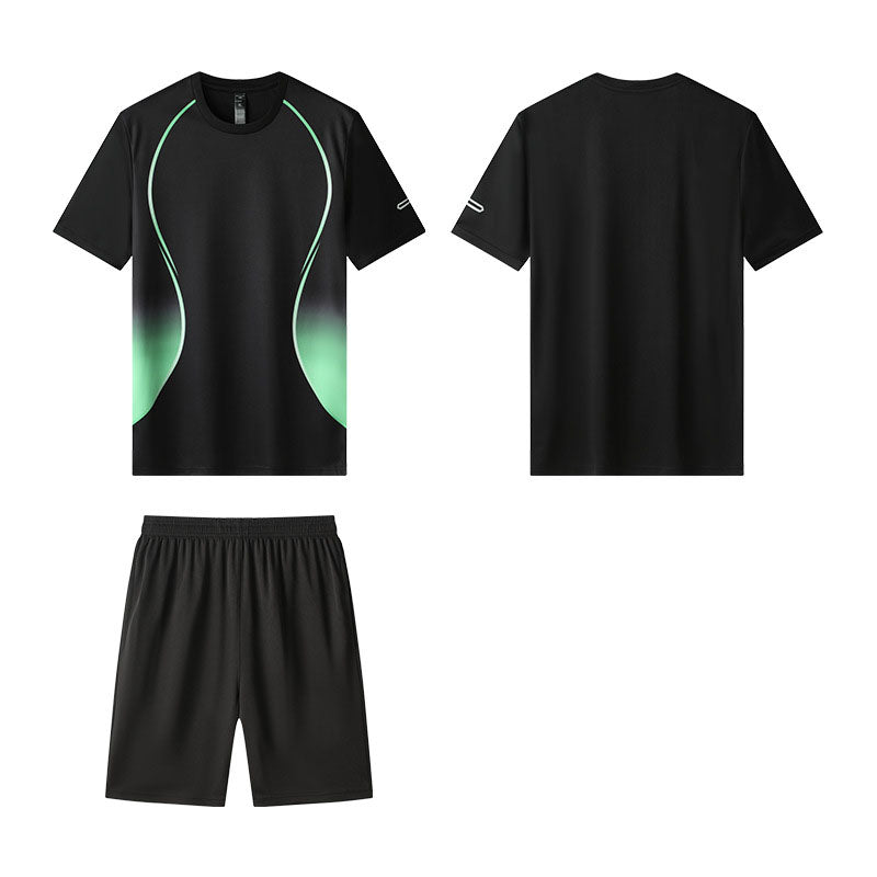 Men's Performance Running Outfit - Quick Dry Tee & Shorts Set for Gym & Outdoor Sports
