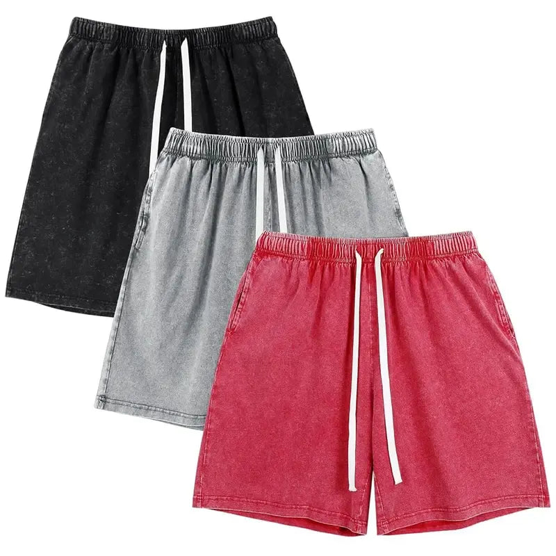 Men’s Washed Cotton Workout Shorts with Pockets