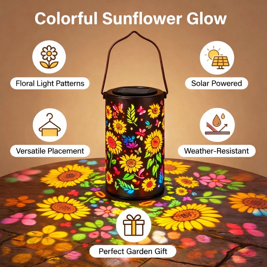 🔥HEISSER ANGEBOT 49 % RABATT – 🌞Bunte Sonnenblumen-Solar-Gartenlaterne