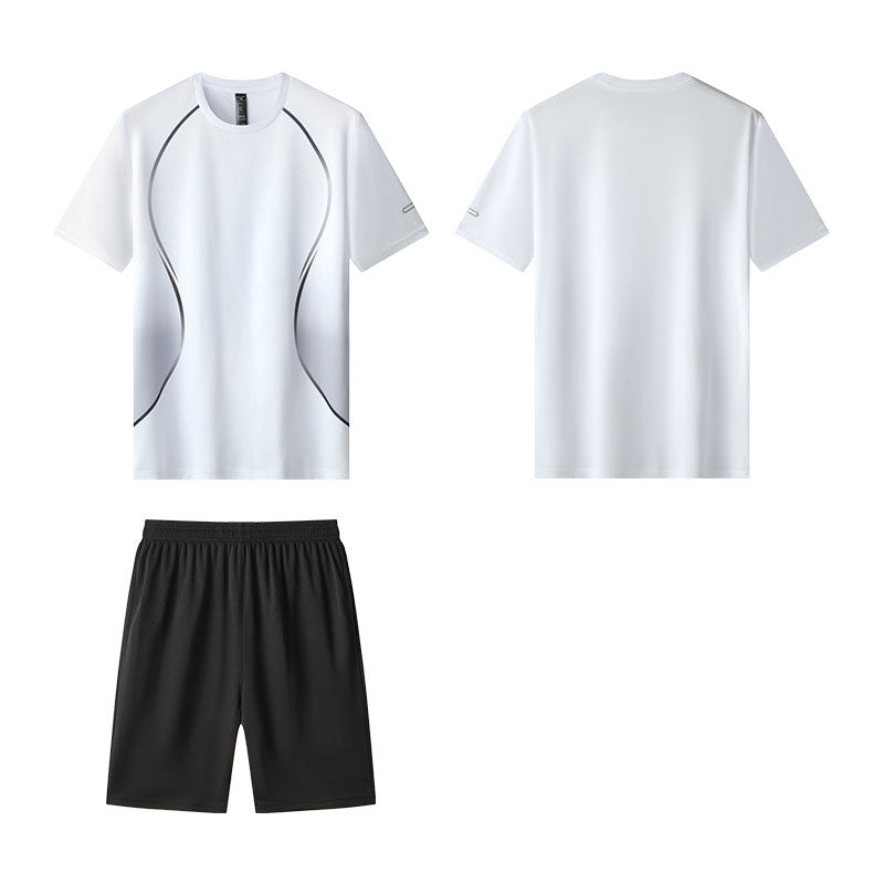 Men's Performance Running Outfit - Quick Dry Tee & Shorts Set for Gym & Outdoor Sports