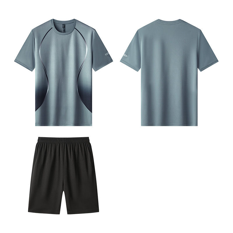 Men's Performance Running Outfit - Quick Dry Tee & Shorts Set for Gym & Outdoor Sports