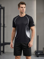 Men's Performance Running Outfit - Quick Dry Tee & Shorts Set for Gym & Outdoor Sports
